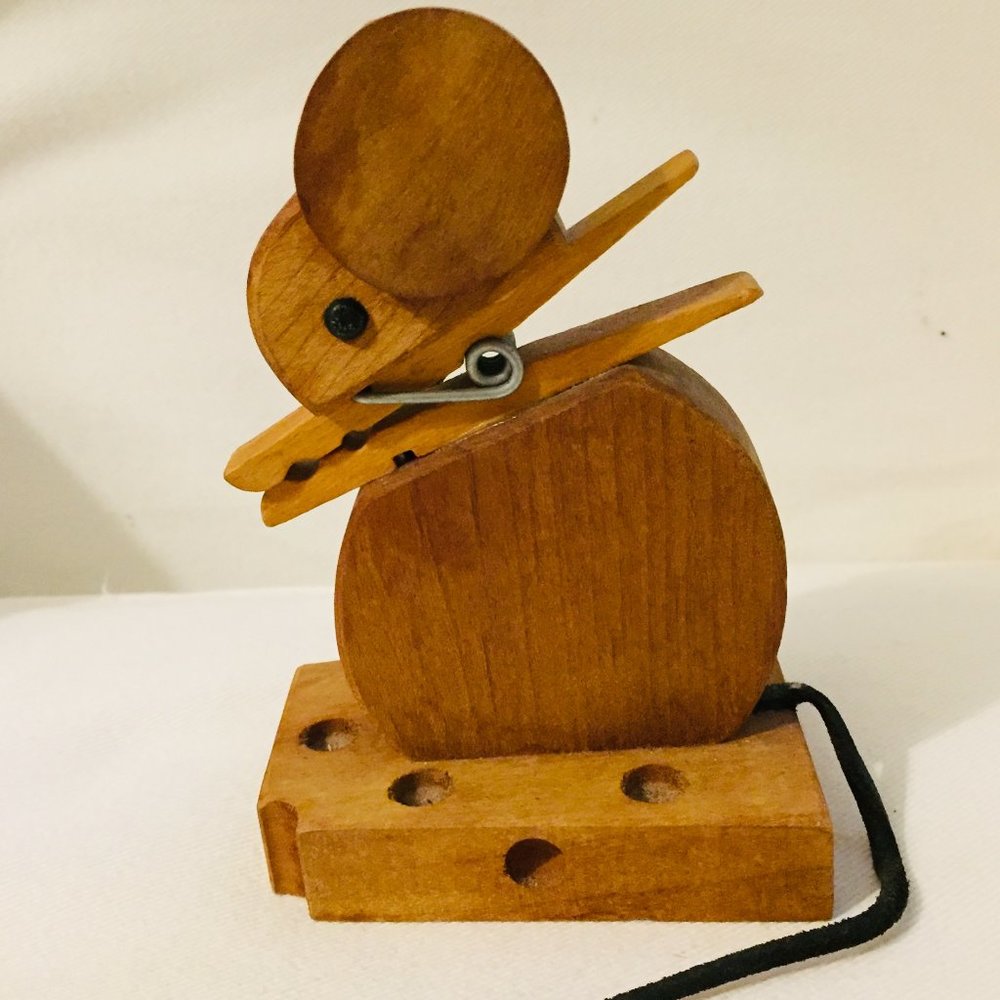 Primitive Handmade Mouse And Cheese By N.C  Blind Craftsman